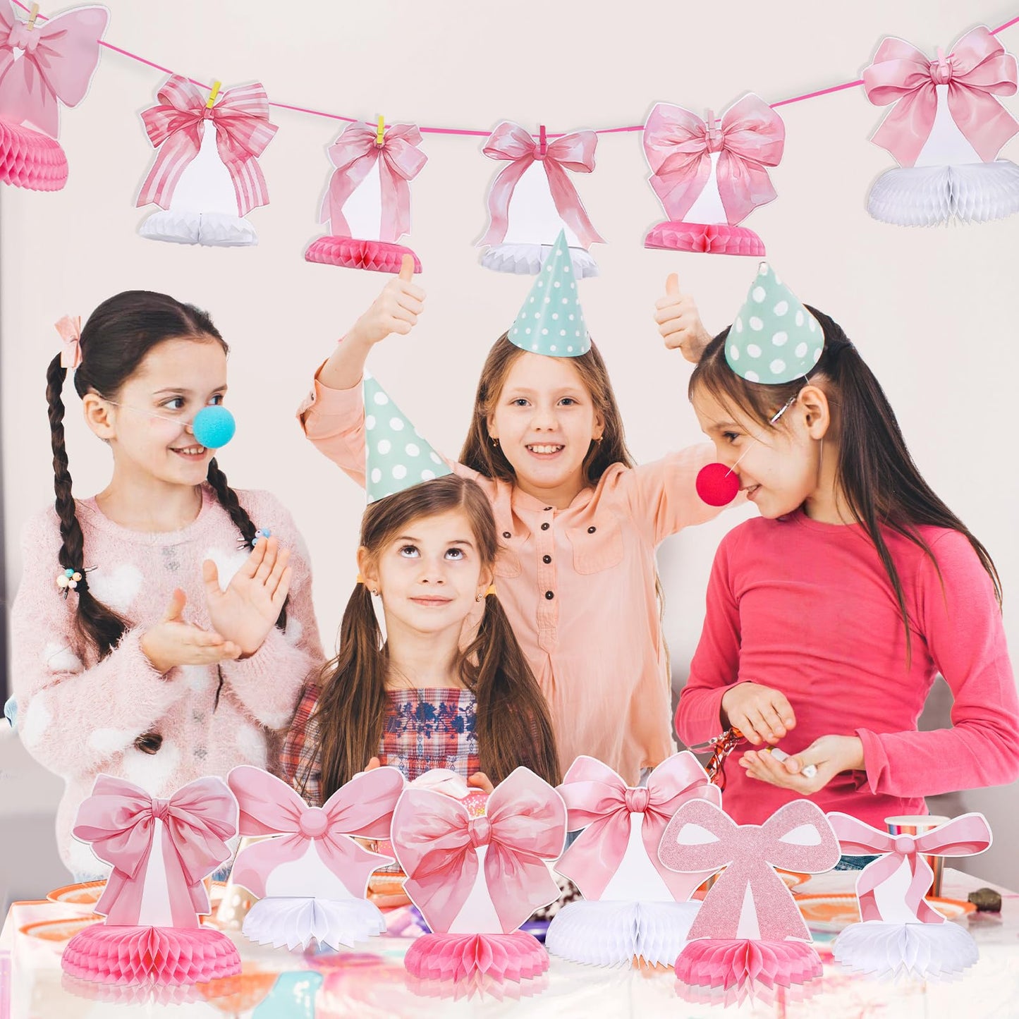 12 Pcs Pink Bow Party Honeycomb Centerpieces Pink Bow Table Centerpieces Coquette Theme Birthday Decorations Bow Party Decorations for Birthday Bachelorette Wedding Mothers Day Party Supplies
