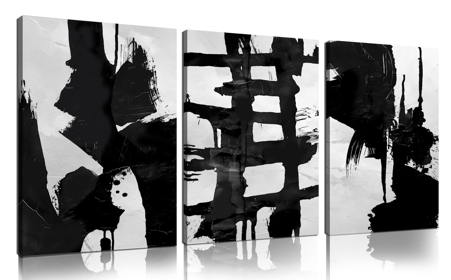 WVMAPTA Abstract Prints Wall Art for Living Room Black and White Pictures for Wall Office 3 Piece Canvas Wall Art for Bedroom Size 12 x 16 Inch