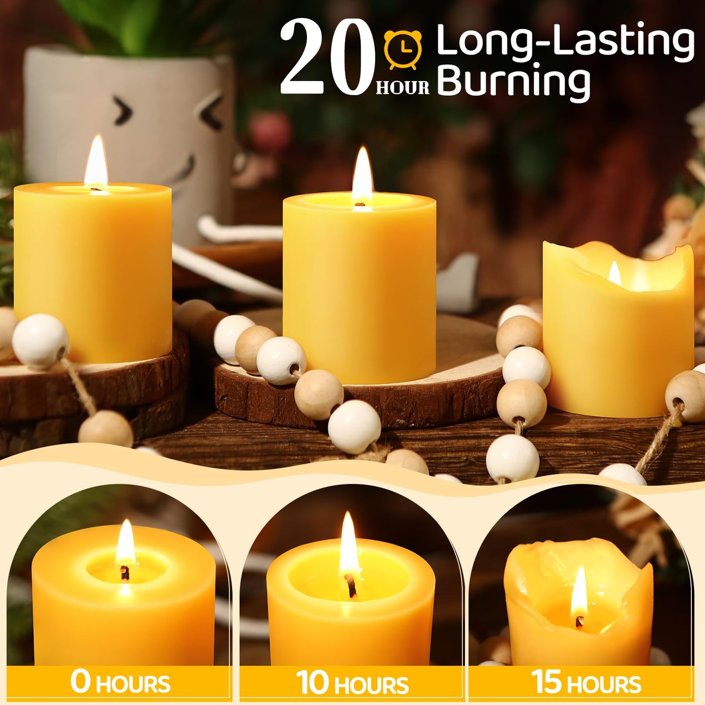 4 Pack Natural Beeswax Pillar Candles,2x2in 100% Pure Beeswax Candles-80 Hours Long Burning,Unscented Bees Wax Candles for Home,Prayer,Emergency,Dripless Smokeless Organic Pillar Candles Bluk
