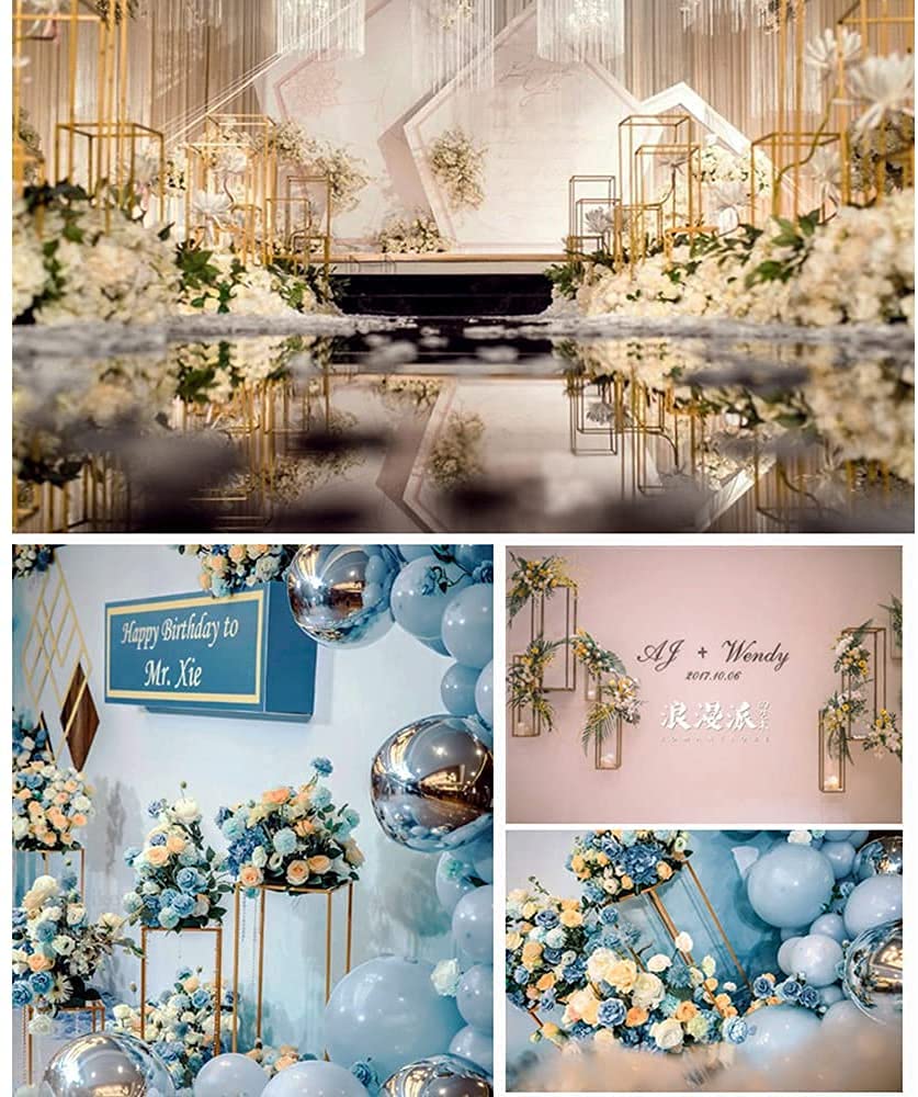 Gdrasuya10 23inch/60cm 10Pcs Gold Flower Stand for Centerpieces,Gold Vase Metal Column Stand,Wedding Flower Stand Tall, Rectangular Frame Flower Stand Geometric Stand for Wedding Party Decoration