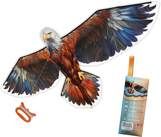 ORGCLDKT- 3D Lifelike Style Bird/Eagle Kite, Super Easy to Fly with, Ideal for Kids, Adults, Girls, Boys. Kites for The Beach, Grassland, Hiking