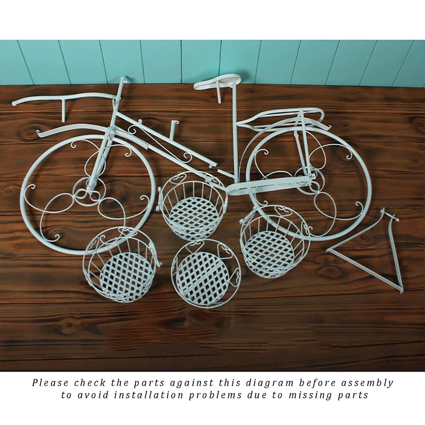 yerealye Metal Bicycle Plant Stand, Outdoor/indoor Decorative Flower Rack Bike Shape Planter Flower Holder with 4 Baskets for Patio, Garden, Balcony, Yard, Home Decor Ornament(108x70cm(42x27), Gold)