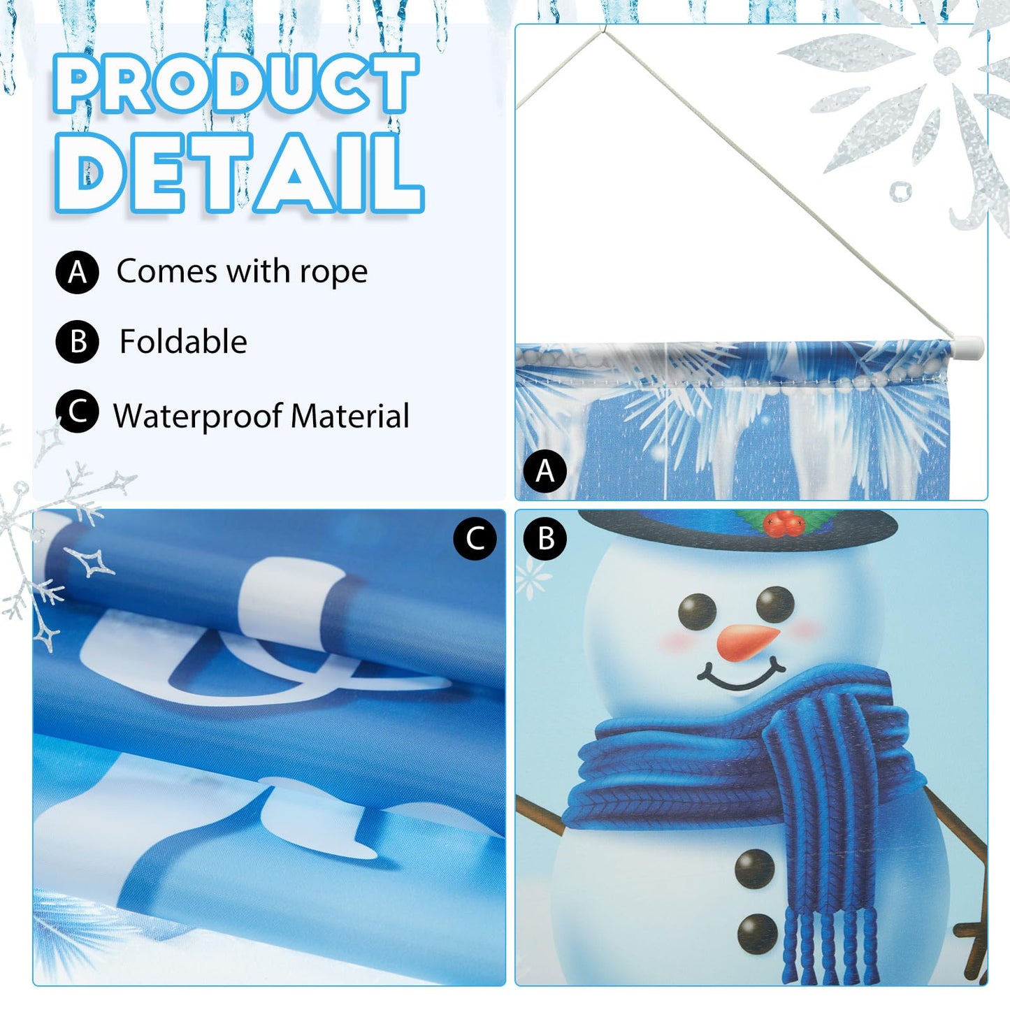 Ctosree 4 Pcs Winter Wonderland Backdrop Banner Party Decorations Garden Banner for Indoor Outdoor Winter Holiday Parties