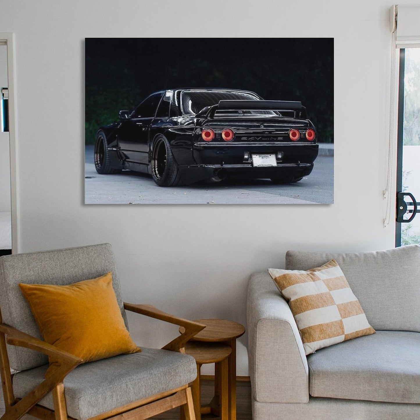 Jdm Car Black R32 Drift Art Car Posters & Prints Car Canvas Wall Art Living Room Decor for Men Aesthetic Paintings Pictures Wall Decor Framed Unframed 12x18inch(30x45cm)