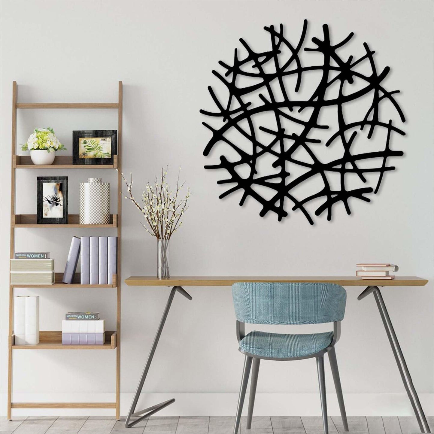 Round Abstract Line Metal Wall Decor, Geometric Wall Art, Circular Wall Decor, Abstract Metal Wall Art, Unique Wall Art, Bathroom Decor, Wall Decor Living Room (Gold, 24"x24" | 60x60cm)
