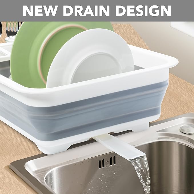 Tiawudi Collapsible Dish Drying Rack, Pop Up Dinnerware Drainer, Portable Plate Organizer for Kitchen RV Campers Travel Trailer, Space Saving Kitchen Storage Tray