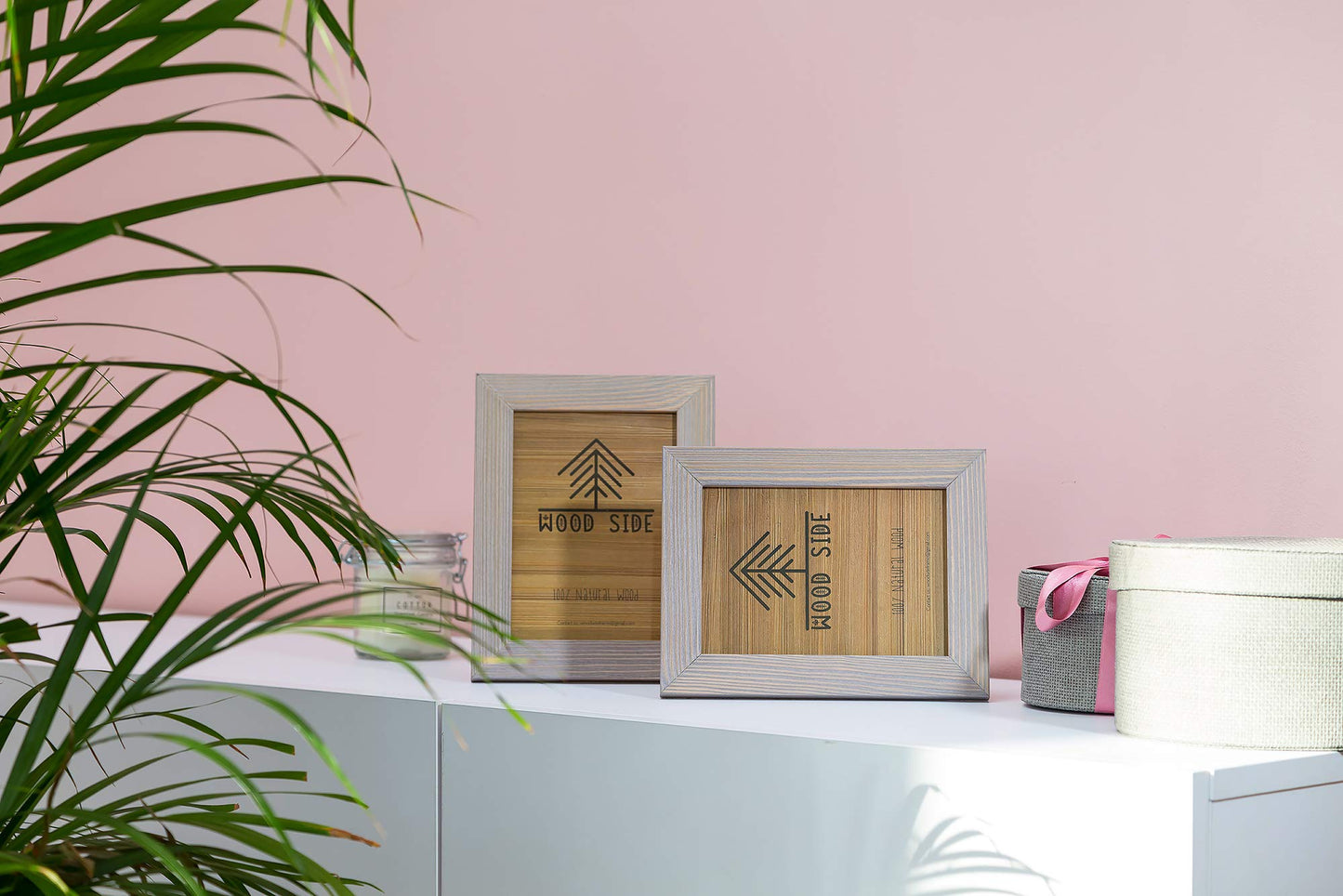 Rustic Wooden Picture Frame 5x7 Inch - Set of 2-100% Natural Eco Distressed Wood and Real Glass - Made for Wall and Table Top Display - Brown Grey