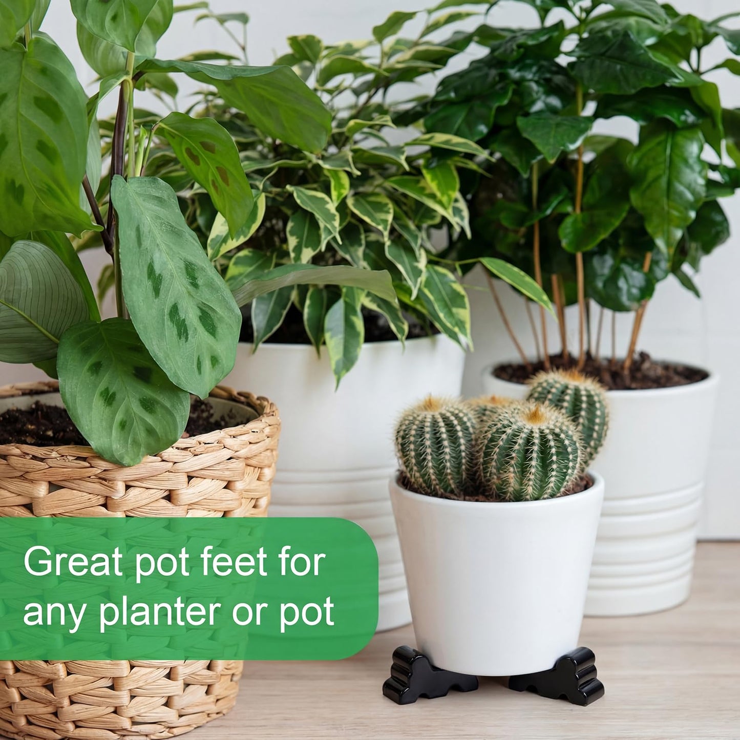 Kigeli 12 Pcs Resin Pot Feet for Outdoor Planters 3 Inch Long 1.5 Inch Tall Flower Handmade Elevator Plant Feet Frost Proof Lifter for 14-20 in Pot (Black)