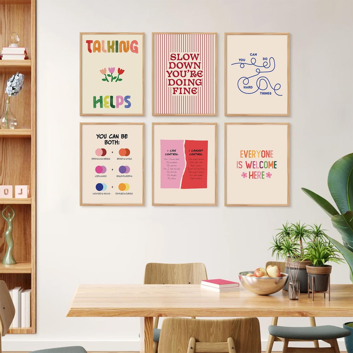 Mental Health Office Wall Decor Therapy Wall Art Mental Health Canvas Posters Motivational Inspirational Quotes Pictures Boho Positive Artwork for Counseling Office Classroom 8x10 Inch Unframed 6Pcs