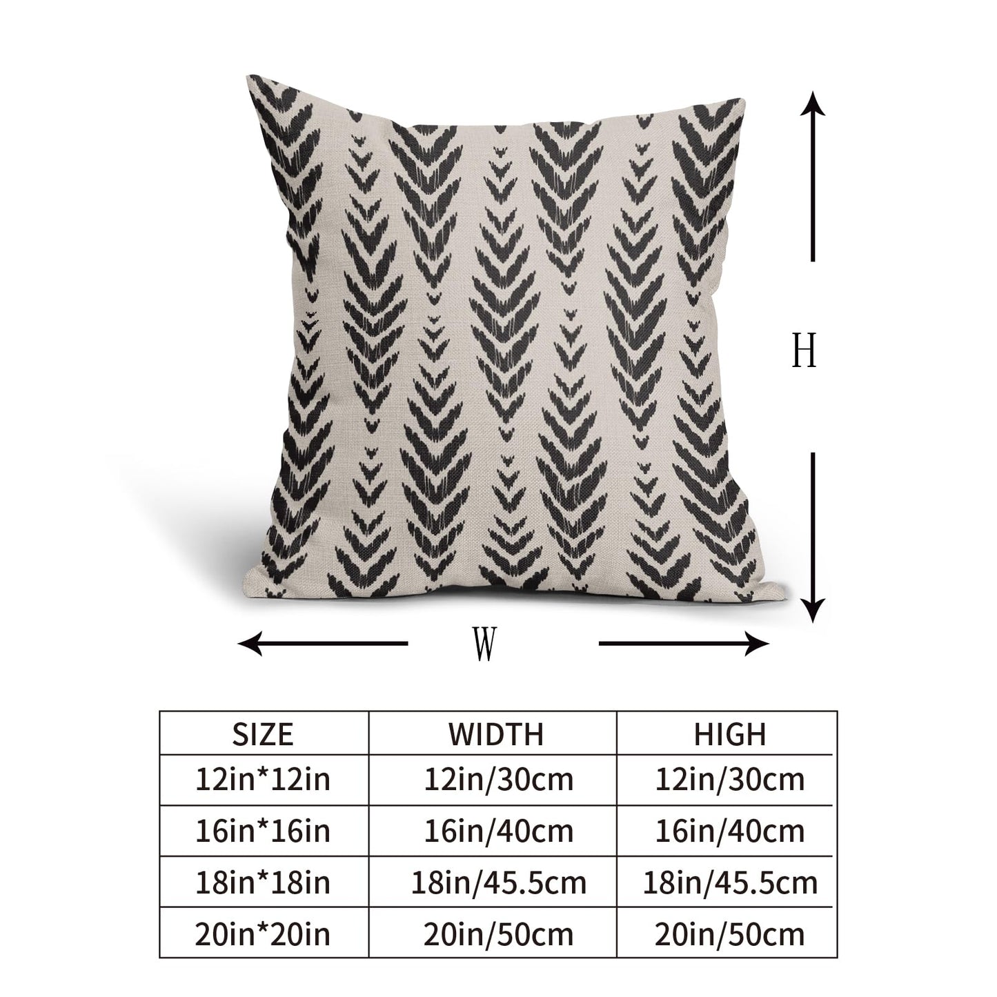 Sweetshow Boho Pillow Covers 18x18 Set of 2 Bohemian Ethnic Black Geometric Herringbone Print Decorative Throw Pillows Outdoor Pillowcase Square Linen Farmhouse Cushion Case Decor for Couch Sofa Bed
