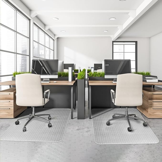 BesWin Office Chair Mat for Carpeted Floors, 46'' x 96'' Large Desk Chair Mat for Low Carpets, Premium Quality Hard Carpet Protector for Work, Home, Gaming, Easy Glide and Flat Without Curling