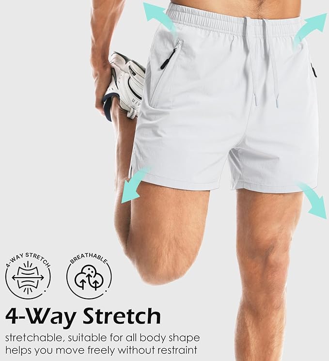 Aolesy Men's Gym Shorts Linerless & Liner - 5" Quick Dry Workout Running Shorts with Zip Pockets Sports Athletic Shorts