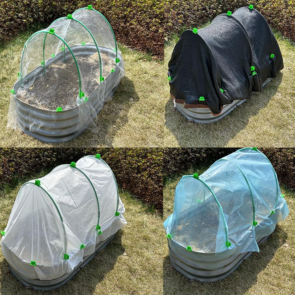 PirateAnt Greenhouse Hoops Set for DIY Grow Tunnel，Metal Connectors Thickened High Tenacity PP Dark Green Garden Hoops for Row Cover，Raised beds，DIY Plant Support Garden Stakes, 25pcs