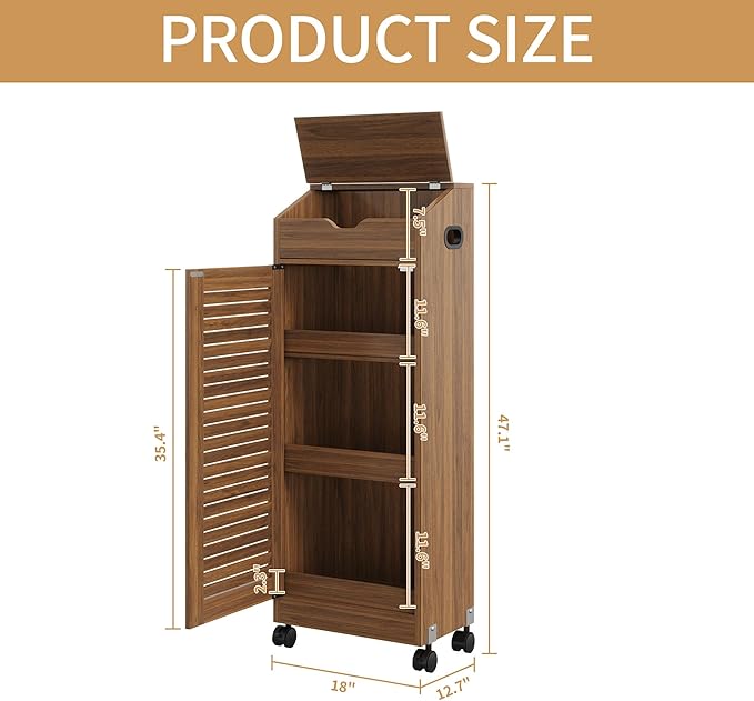AwayHome 4 Tier Large Potato Storage Bin, Wood Bread Box with Lid and Wheels, Movable Potato and Onion Storage Bin,Decorative Fruit and Vegetable Organization Cabinet for Kitchen,Pantry