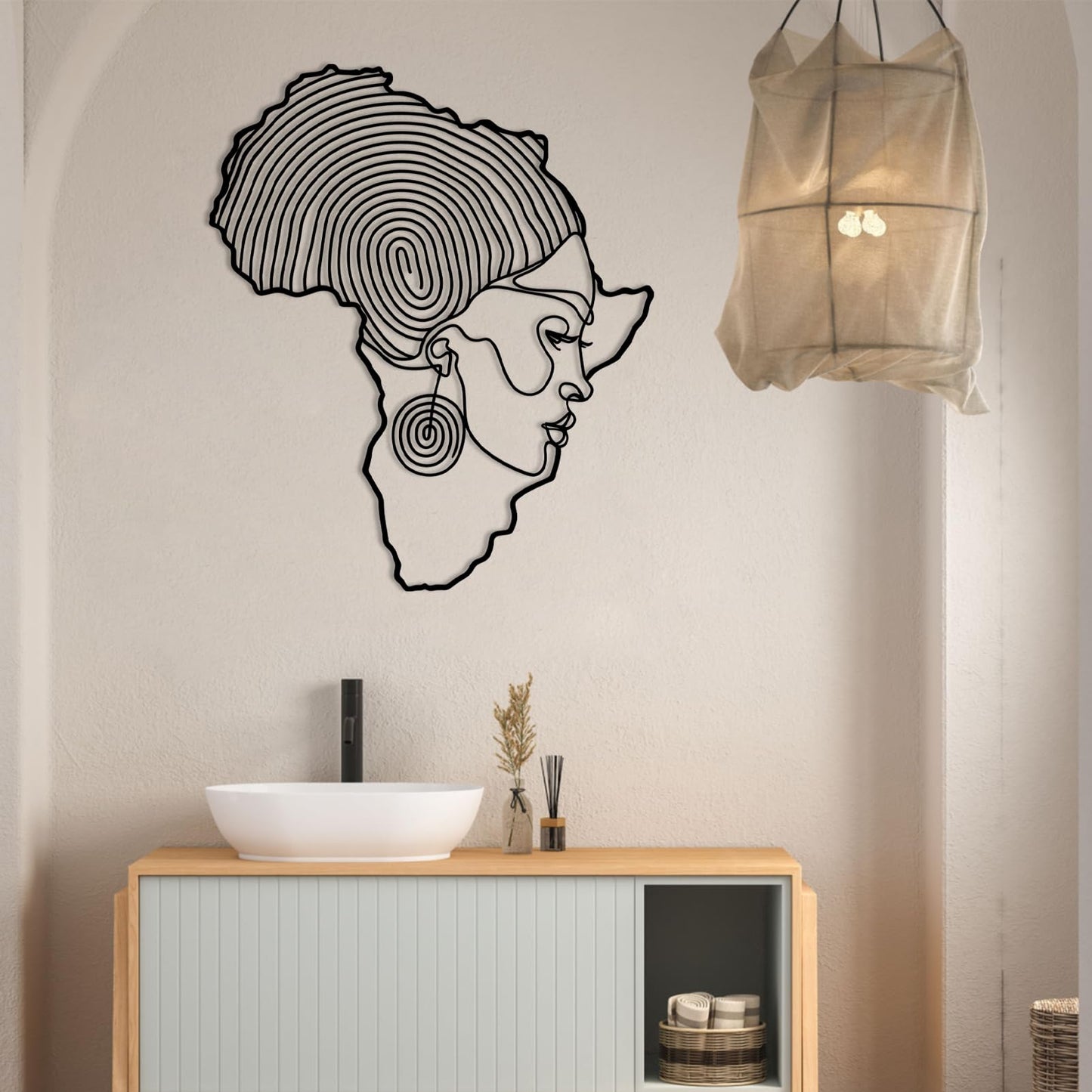 Metal African Woman Wall Art, Black History Wall Decor with Woman Figure, Modern Tribal Style Decor, Cultural Wall Hanging for Living Room Office, Ethnic Art Ready to Hang (Gold, 24x20in|60x51cm)