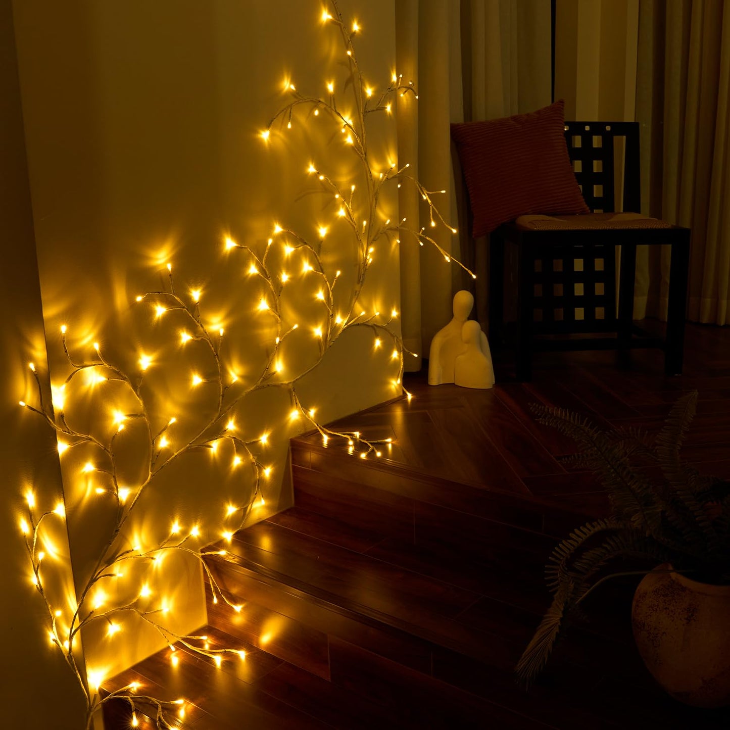 Yepfom Enchanted Willow Vine Lights with Remote, 18 Branches 144 LEDs Lighted Willow Vine for Wall Decor, Indoor Christmas Swags Decorations for Bedroom, Living Room & Home Decor