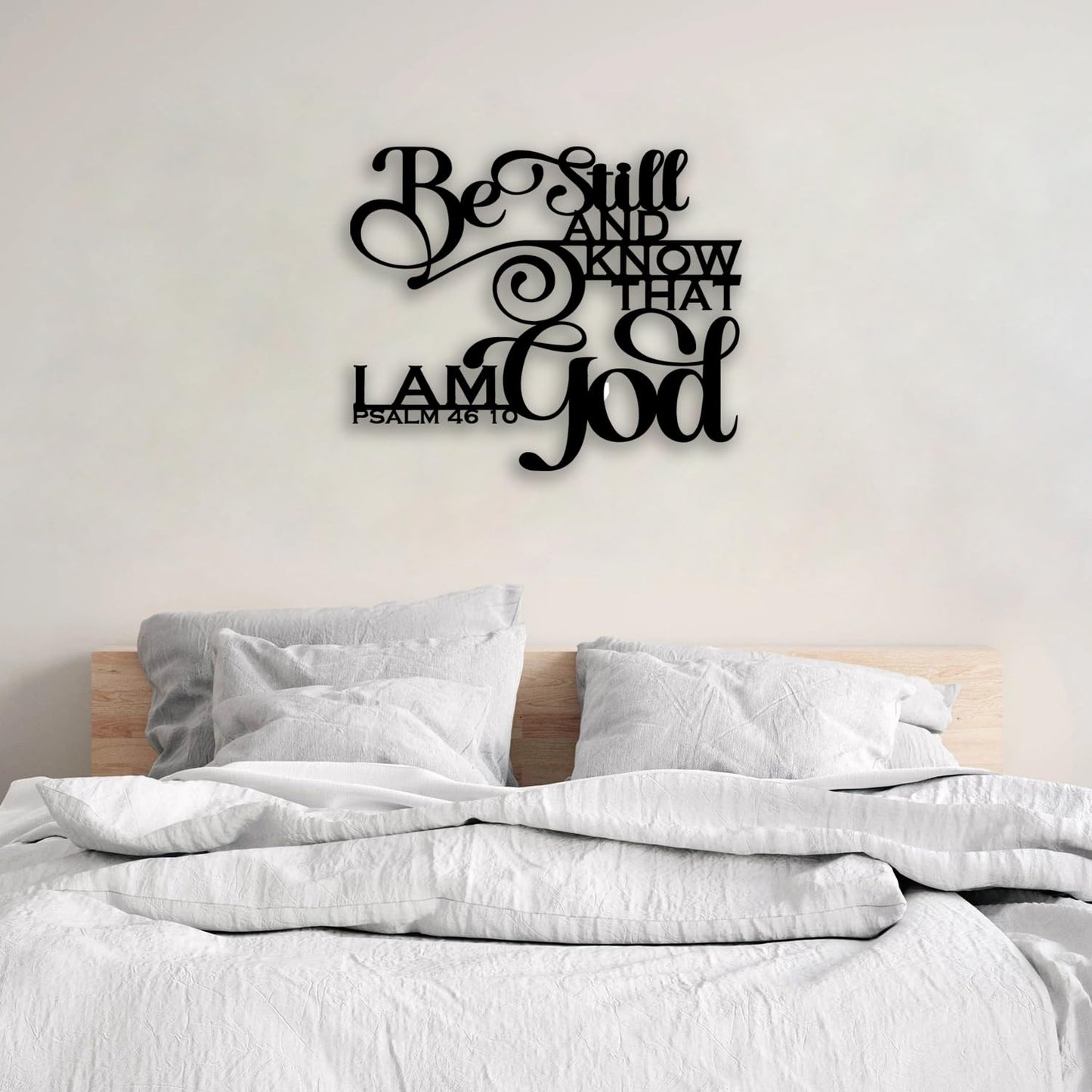PSALM 46 10 Metal Wall Decor - Christian Room Decor Scripture Inspirational Wall Art Home Decor for Living Room, Bedroom, Dining Room, Bathroom, Office (Black)
