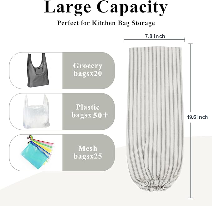 TOGETRUE Plastic Bag Holder, Wall Mount Grocery Bag Organizer for Home Kitchen Pantry Decor (Grey)