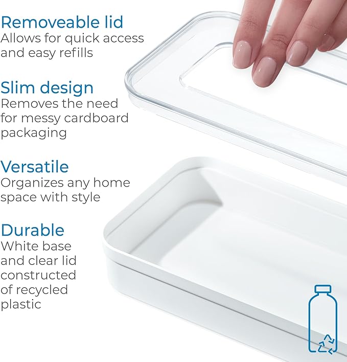 iDesign Gallon Bag Organizer - Plastic Food Storage Bag Holder for Kitchen Drawer, Clear/White