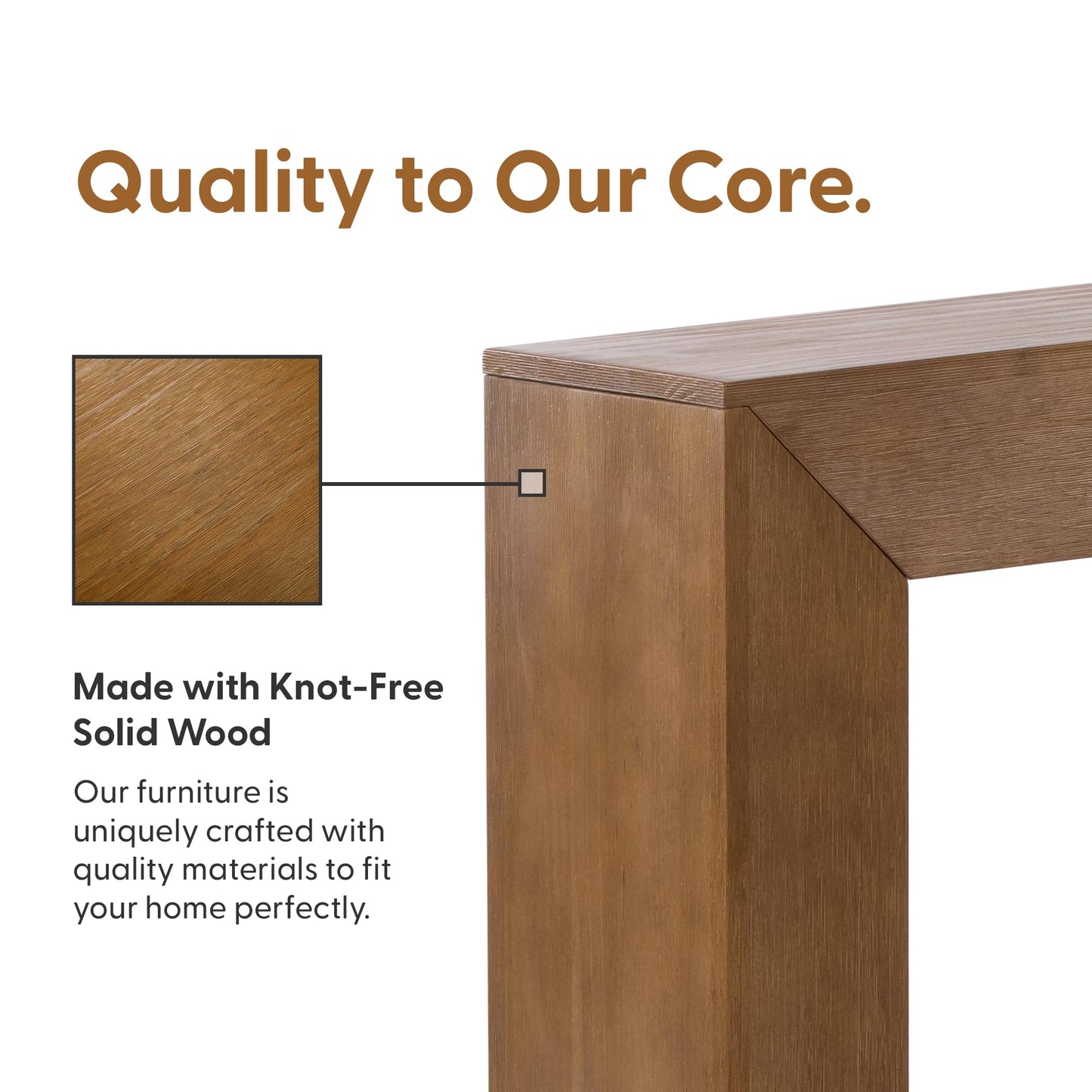 Plank+Beam Grand Console Table, 66 Inch Modern Solid Wood Sofa Table, Narrow Entryway Table for Hallway, Behind The Couch, Living Room, Foyer, Pecan Wirebrush