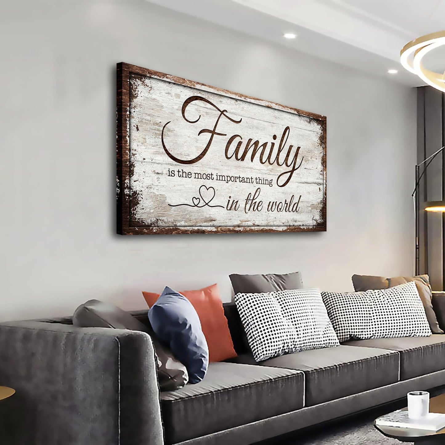 Family is Important Quotes Canvas Wall Art for Living Room|Wall Art|Family Prints Signs Framed|Wall Decor|Retro Picture Painting Artwork for Bedroom,Dining Room,Farmhouse,Home Wall Decoration,Ready to Hang 20"x40"