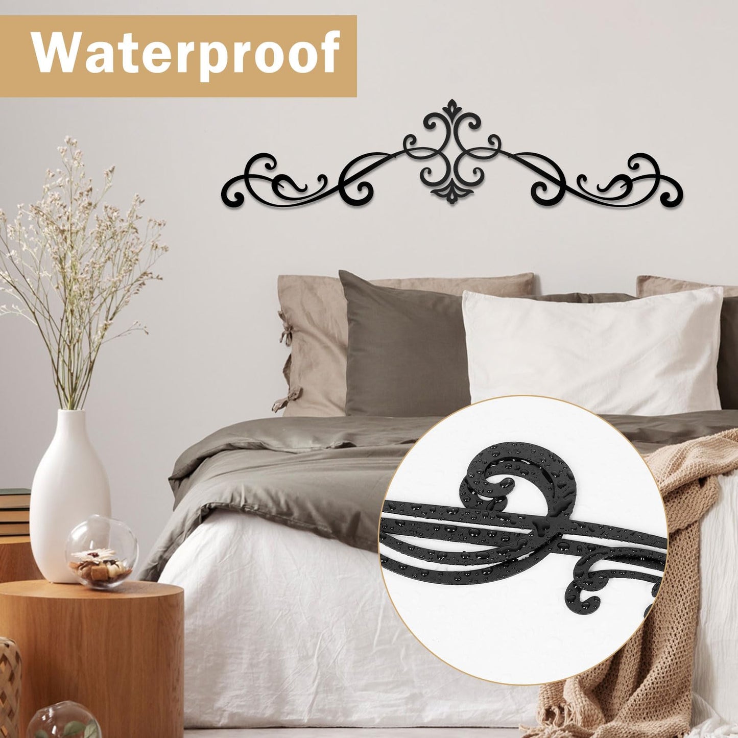ShxTrade Metal Wall Art Decor, Metal wall hanging for Living Room, Dining Room, Bedroom, Kitchen, Bathroom, Office, Black 4-piece set