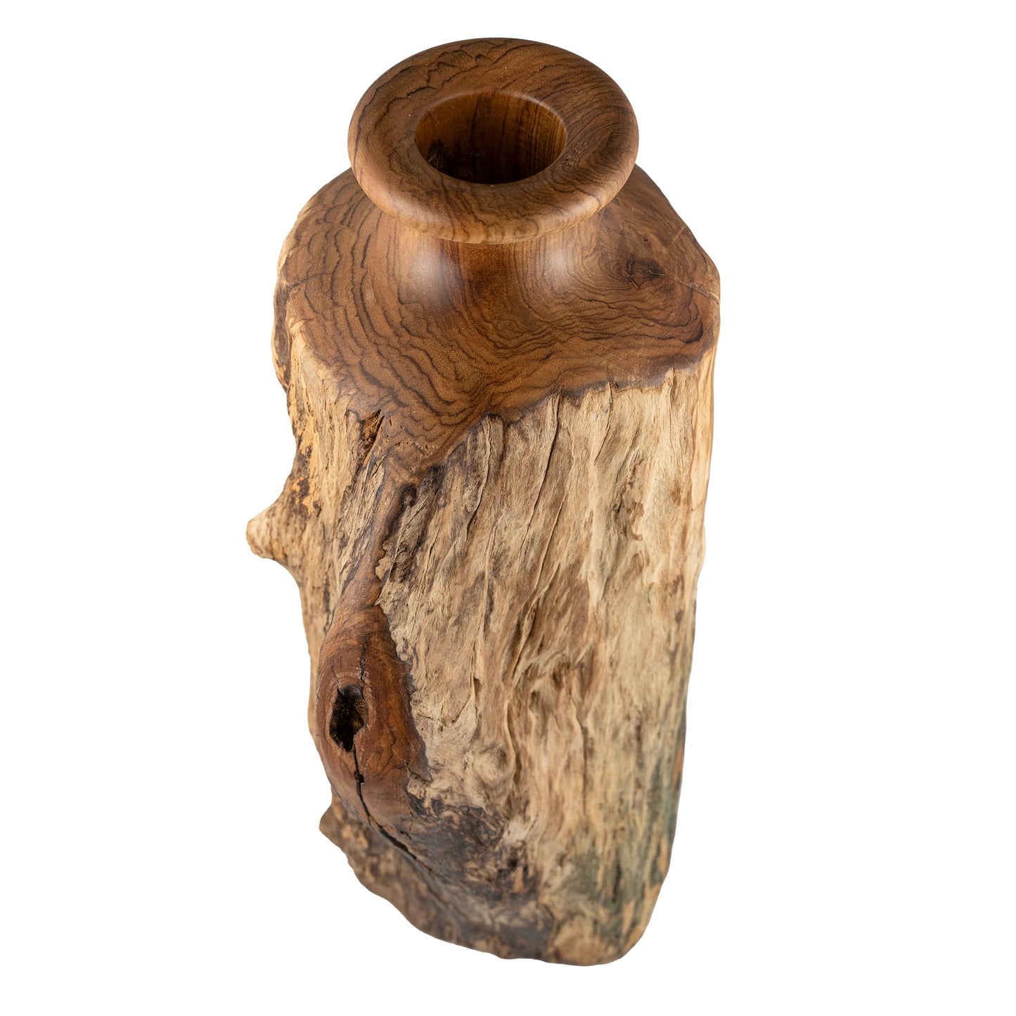 Vitex Pubescens Vahl Wooden Vase, Handcrafted from a Single Block of Natural Wood, Unique Decorative Vase, 11.8" H x 5"x6.5" D