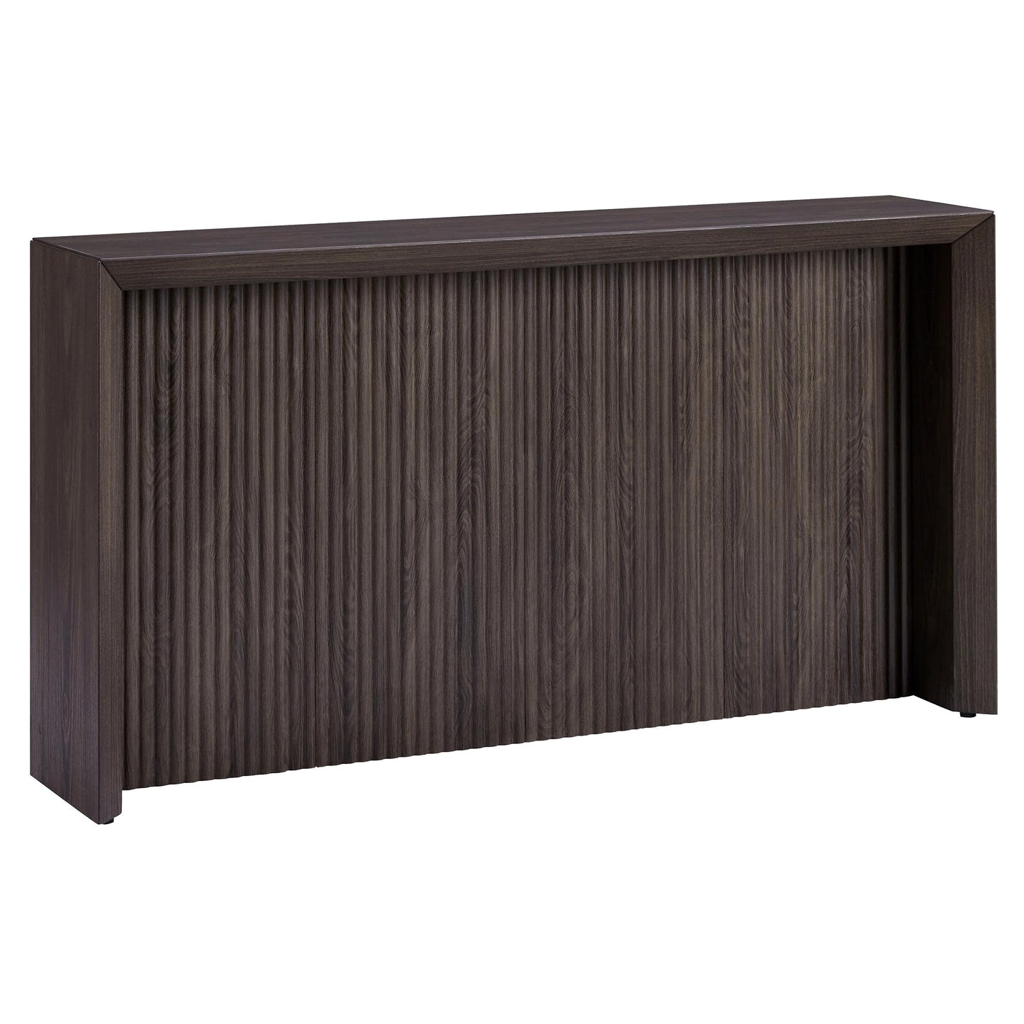 Henn&Hart 56" Fluted Rectangular Console Table Ribbed Entryway Table, Sofa Table for Entryway, Living Room, Couch, Hallway, or Office, Rich Brown