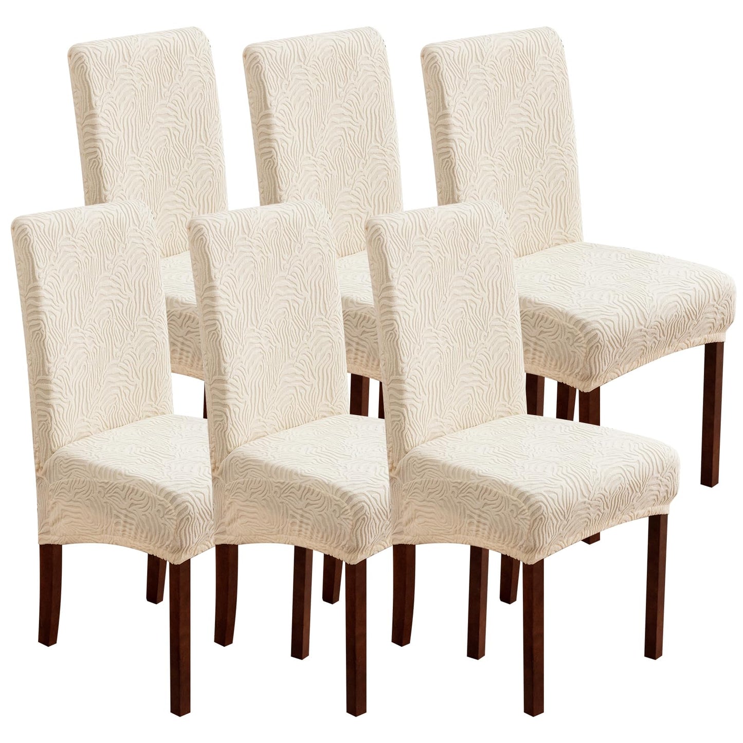 YUEANG Dining Chair Covers, Chair Covers for Dining Room Stretch Parsons Chair Slipcover, for Dining Room Kitchen Chair Protector Cover, Removable, Washable (Beige, 6 Pack)
