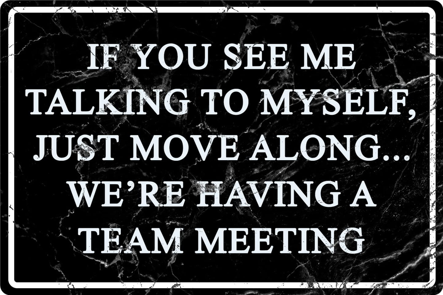 Funny Office Metal Tin Signs Humor Wall Art Decor, If You See Me Talking To Myself We're Having A Team Meeting, Cubicle Decor Accessories Women Gift Home Bar Decorations 12 X 8 Inch