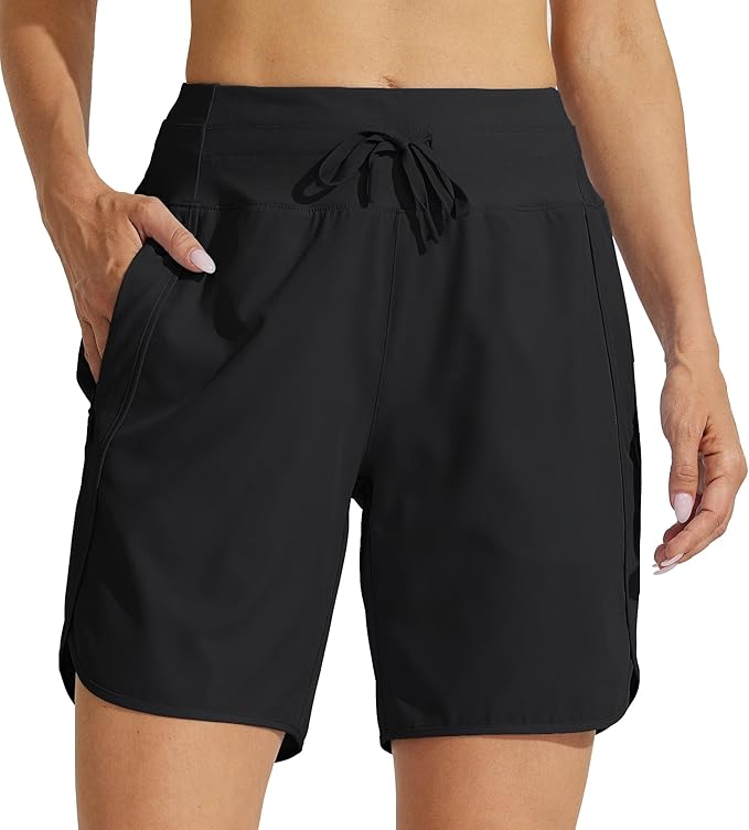 Willit Women's 7" Athletic Running Shorts Long Workout Hiking Shorts Quick Dry High Waisted Active Zipper Pocket(3X-Large)