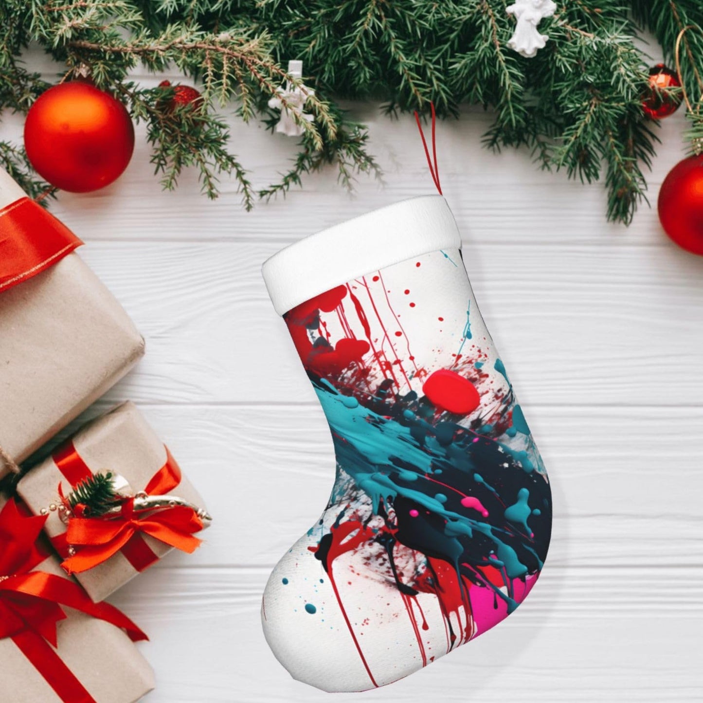 KOPUUYRD Abstract Paint Splashes Print Luxurious Holiday Socks,Unique Christmas Socks for Joyful Season,Festive Ornament Classic