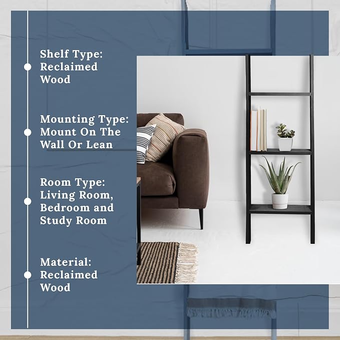 BARNWOODUSA Throw Blanket Ladder – Fully Assembled Reclaimed Wood – Rustic Decorative Ladder for Towels, Quilts, & More – Perfect Farmhouse Decor for Bathroom, Porch, or Living Room,3ft.