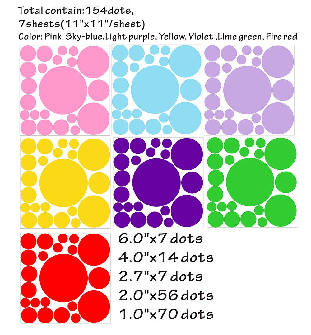 Polka Dots Wall Decal Christmas Wall Decals Lime Green Red Vinyl Stickers Dots Decals Living Room Art Murals Xmas Home Decoration Indoor Rainbow Christmas Circle Stickers Peel and Stick Decal