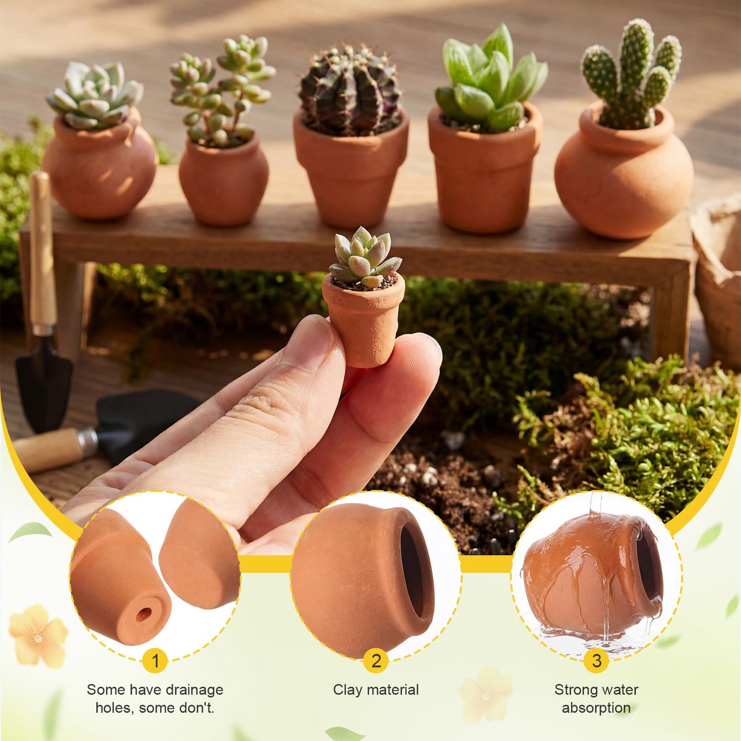 Maxdot 36 Pcs 1.34'' 0.7''Small Terracotta Pot Mini Clay Tiny Flower Pots Bulk Cactus Succulent Plant Nursery Pots Dollhouse Flower Pot for DIY Craft Garden Plants Office Home Decoration, 6 Styles