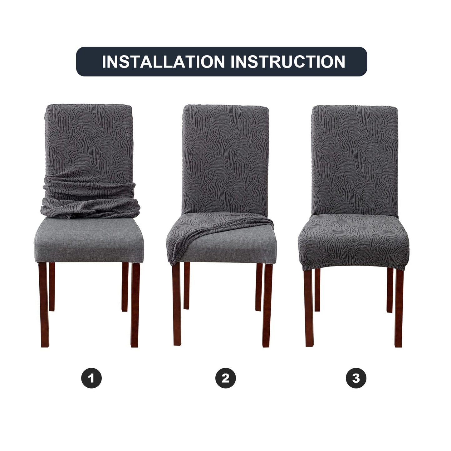YUEANG Dining Chair Covers, Chair Covers for Dining Room Stretch Parsons Chair Slipcover, for Dining Room Kitchen Chair Protector Cover, Removable, Washable (Beige, 6 Pack)