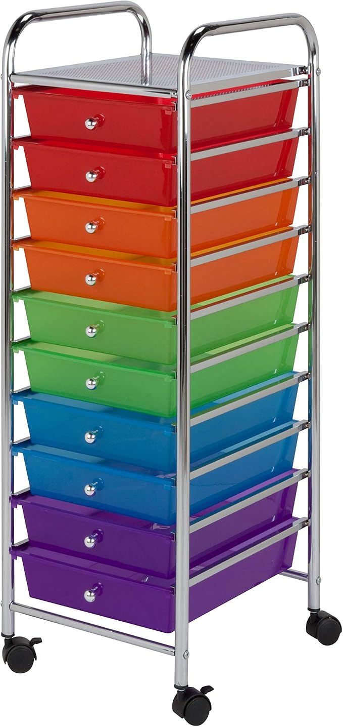 Honey-Can-Do CRT-02214 Rolling Office Organizer, 10-Drawer,Multicolored