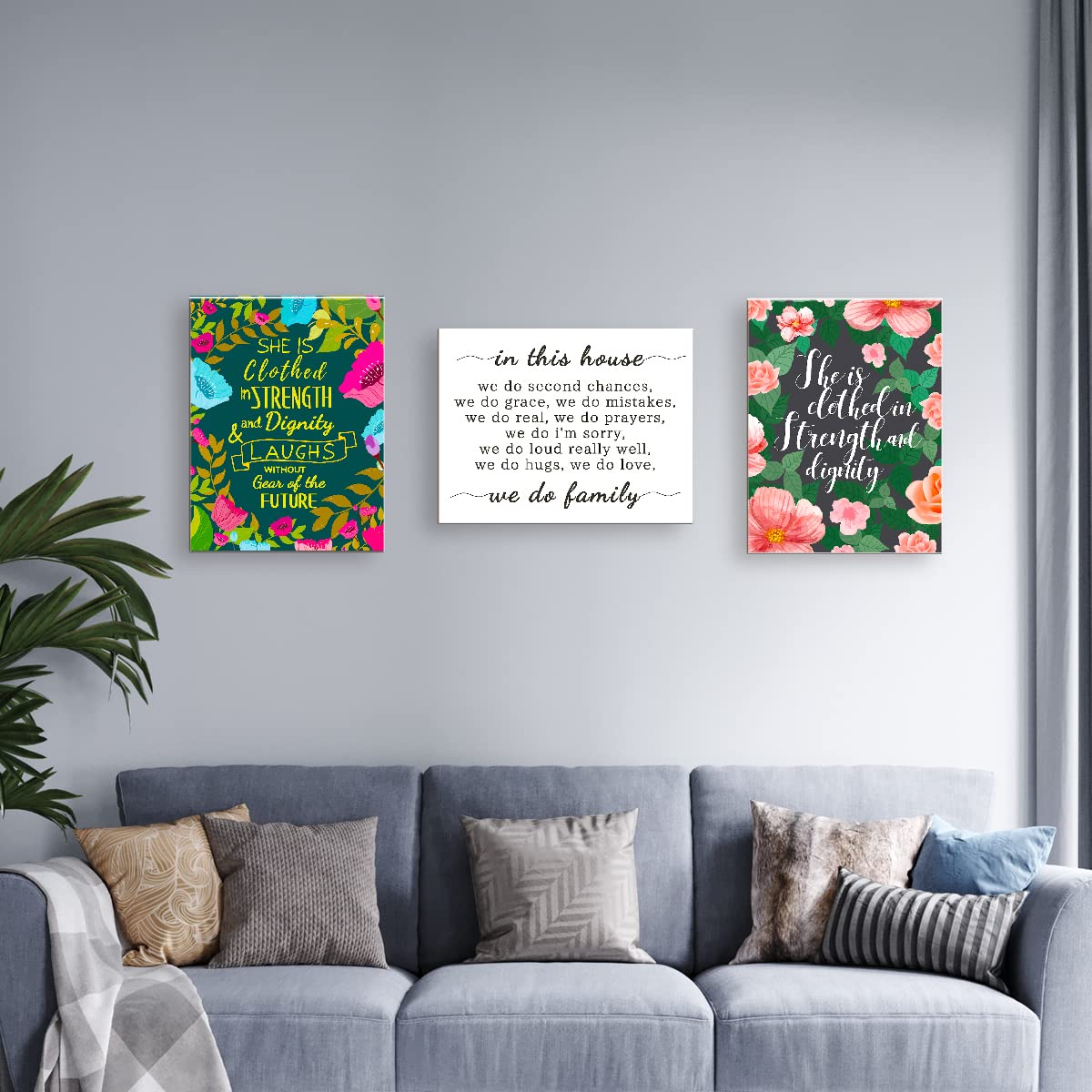 Family Quotes Canvas Wall Decor, We Do Family Sign Farmhouse Canvas Painting Wall Decor for Home Living Room 15x11 In