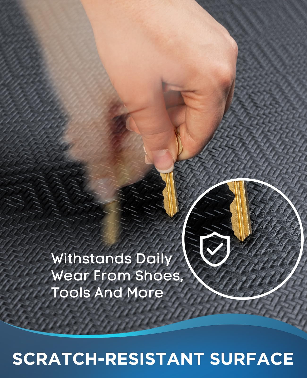 Ophanie Kitchen Mats for Floor, 3/4 inch Thick, 20x39 Anti Fatigue Cushioned Mat, Kitchen Rugs, Waterproof, Comfort Ergonomic Standing Mat for Office, Home, Sink, Black Non-Slip Ridged Bottom