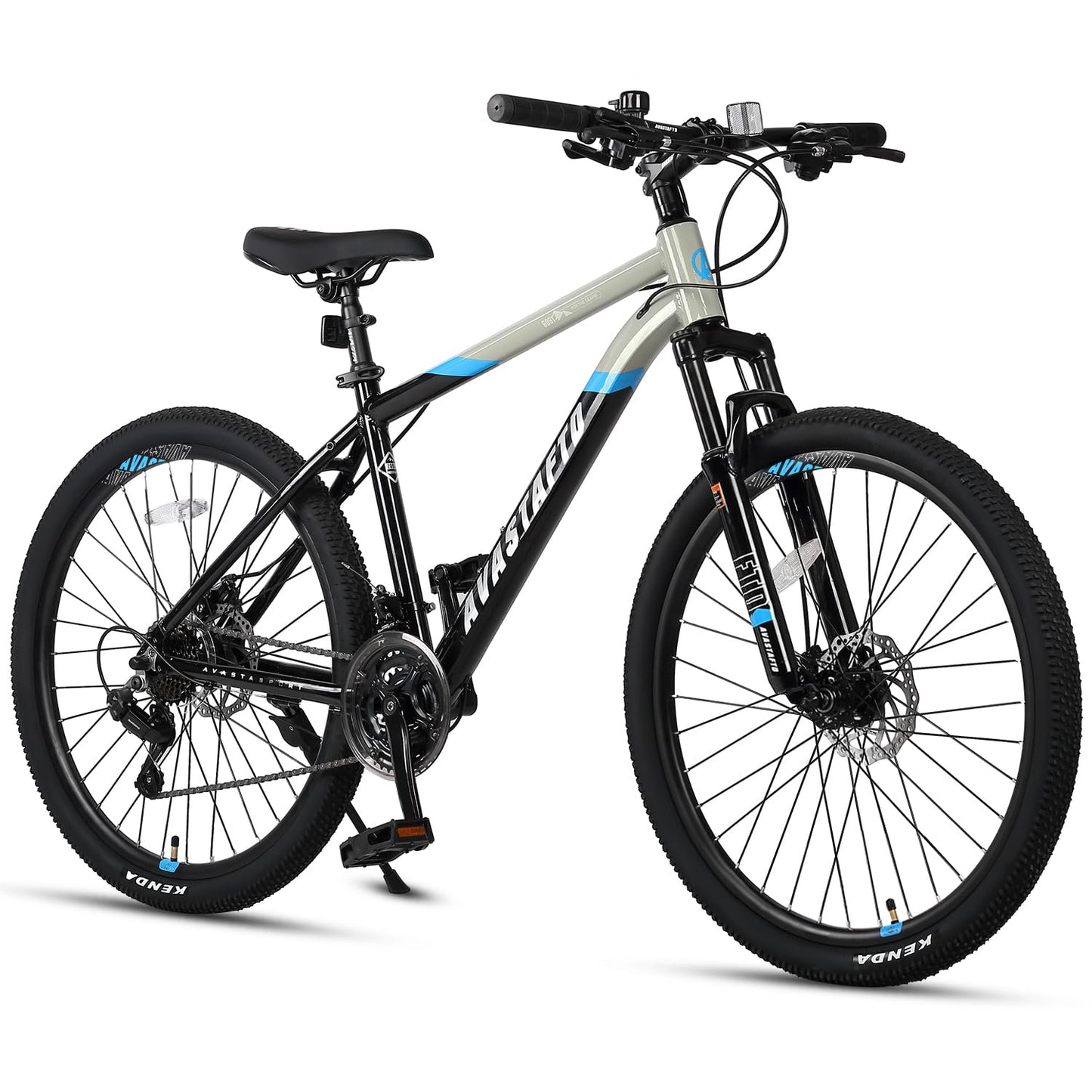 AVASTA 26-inch Mountain Bike for Man Male and Woman Female Adult with Lightweight Aluminum Alloy Frame and Dual Disc Brakes,Front Suspension,21-Speed Gear Shifters,Hidden Brake Cables,Grey