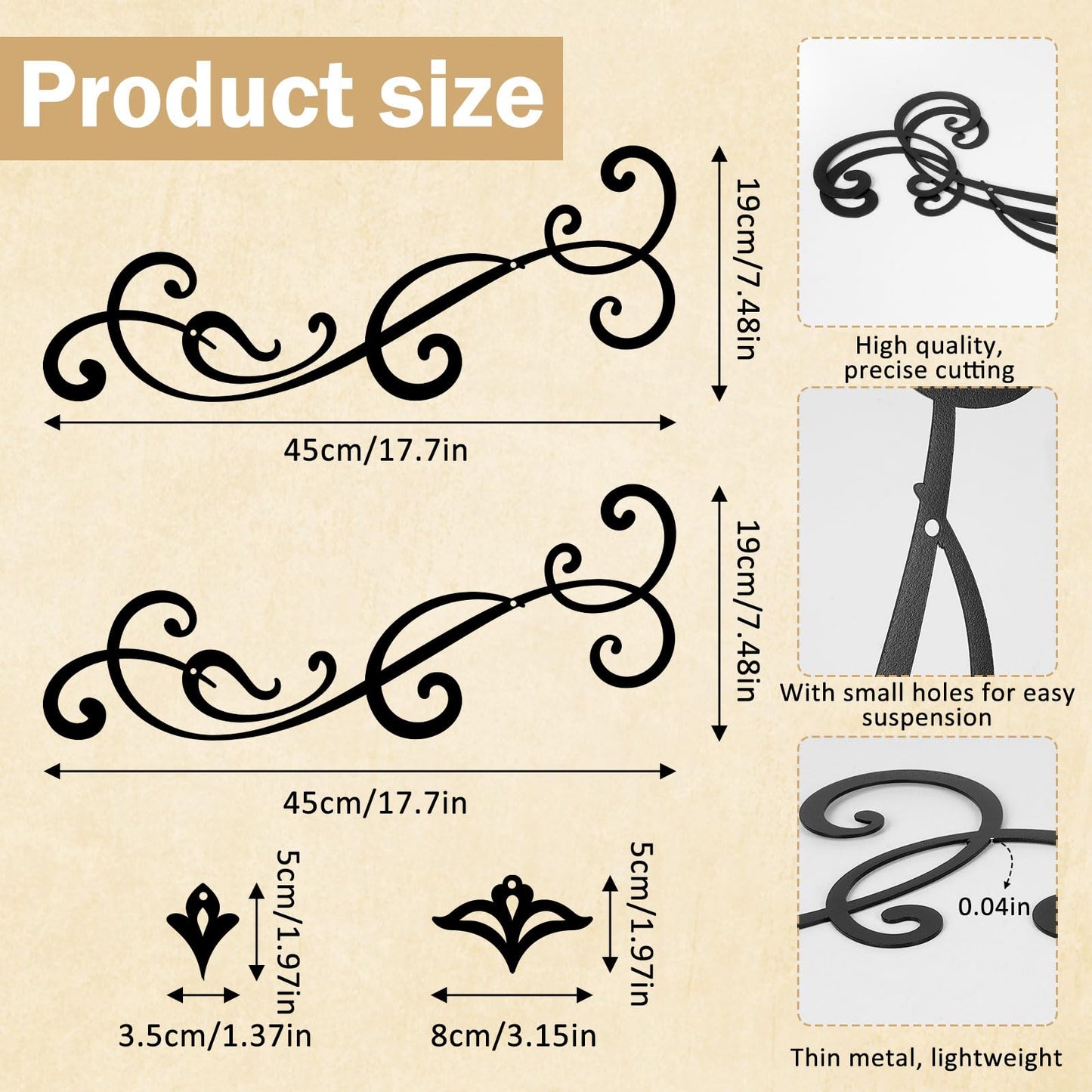 ShxTrade Metal Wall Art Decor, Metal wall hanging for Living Room, Dining Room, Bedroom, Kitchen, Bathroom, Office, Black 4-piece set