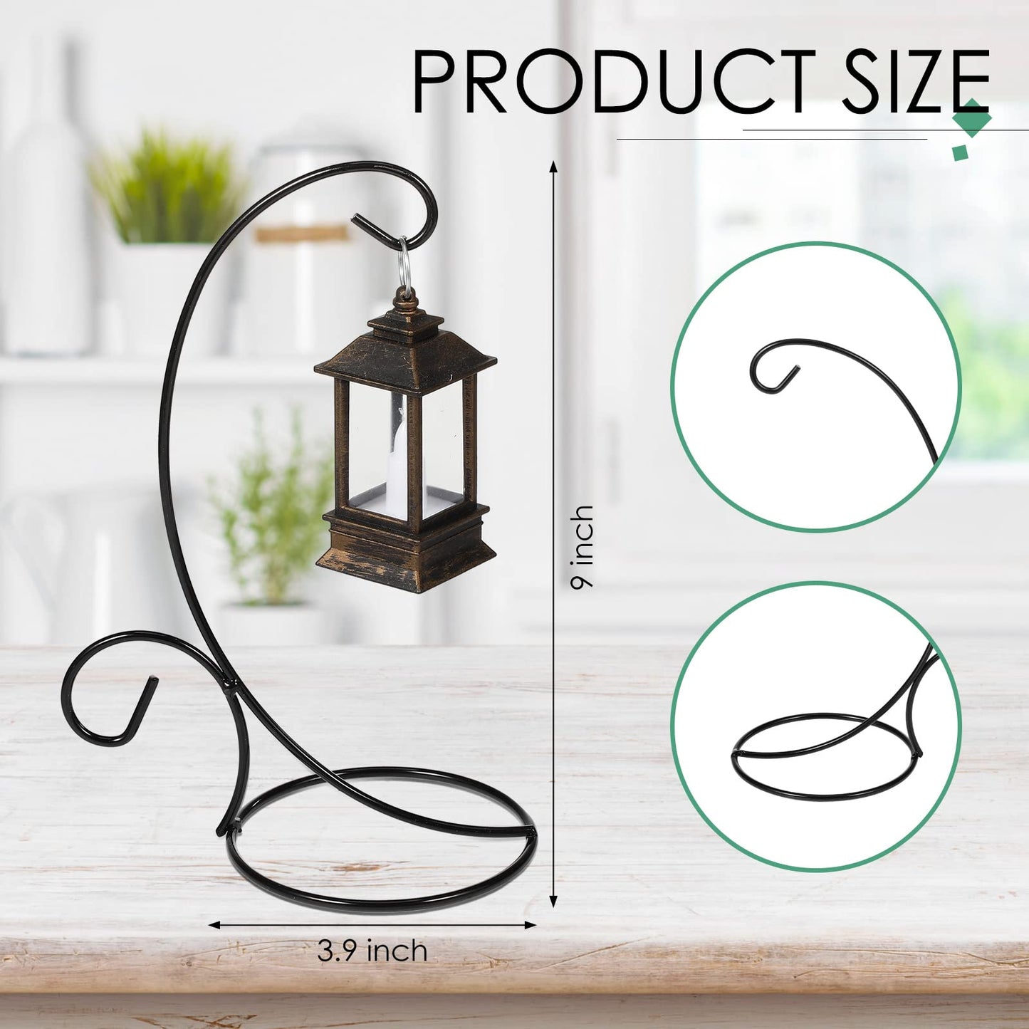 Kenning 16 Pcs 9 Inch Iron Ornament Display Stand Christmas Tree Hanging Holder for Glass Globes & Baubles, Home Decor Rack, Black