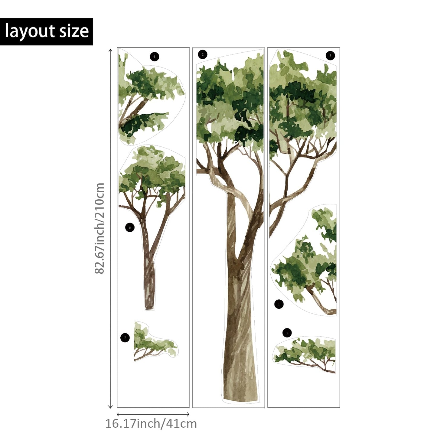 astrkiz Extra Huge Trees Wall Decals Peel and Stick, Self Adhesive PVC Realistic Tree Wall Mural Sticker, Precut Safari Acacia Tree Wall Art Decor for Kids Bedroom Playroom Nursery Room, 70.86"x88.58"