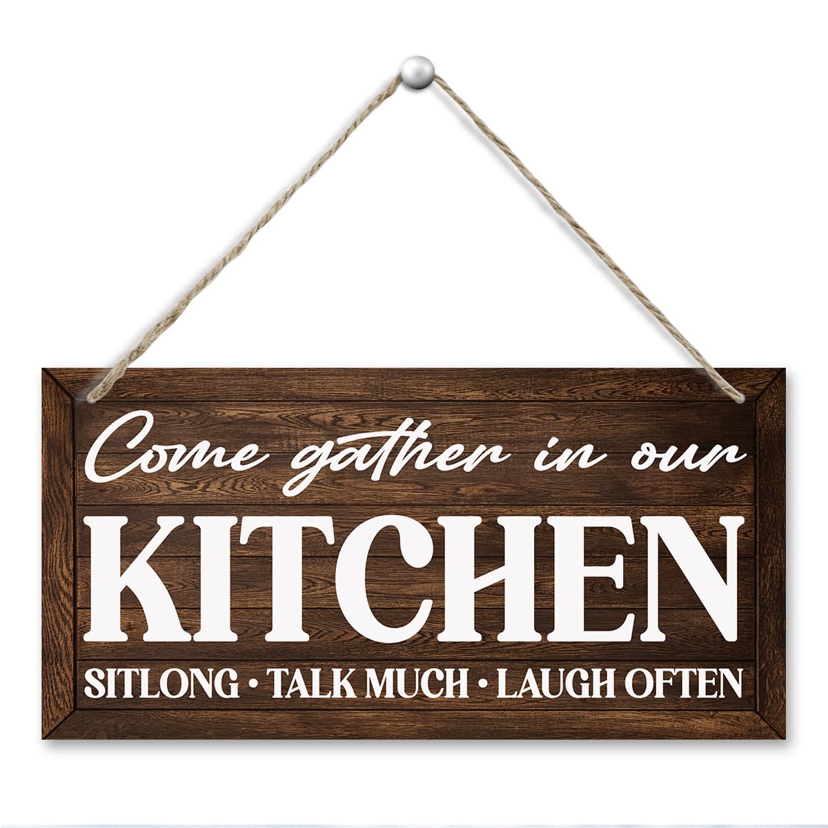 Rustic Kitchen Decor Signs Wall Art - Come Gather in Our Kitchen, Gather Signs for Home Decor, Farmhouse Living and Dining Room Wall Decor, Housewarming Gifts, Retro Wall Art 11.8 * 5.9 in