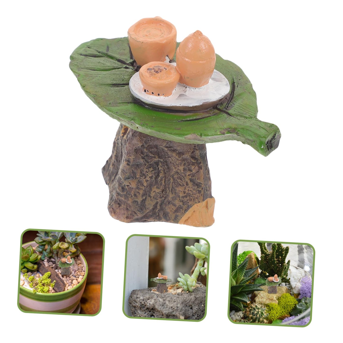 Vaguelly Micro Landscape Ornament Tiny House Table Decor Resin Tea Table Model for Fairy Garden