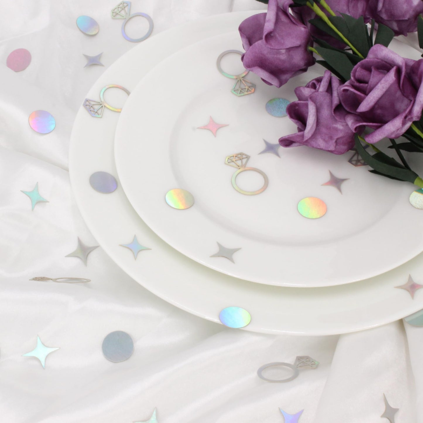 Blopee 300 PCS Iridescent Bachelorette Confetti, Engagement Confetti Wedding Shower Table Decorations, Ring Table Scatters for Bridal Shower Decorations