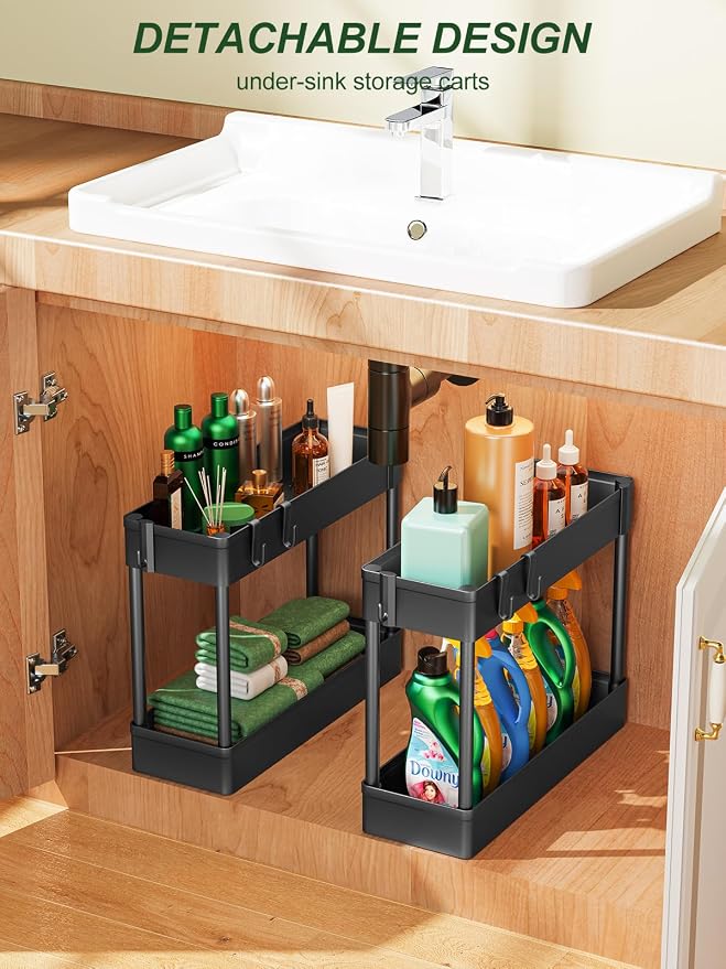 LEHOM 5.1Inch Slim Storage Cart - 4 Tiers Bathroom Organizer Mobile Shelving Unit Storage Rolling Utility Cart Slide Out Organizer for Kitchen Bathroom Laundry Narrow Places, Black U4