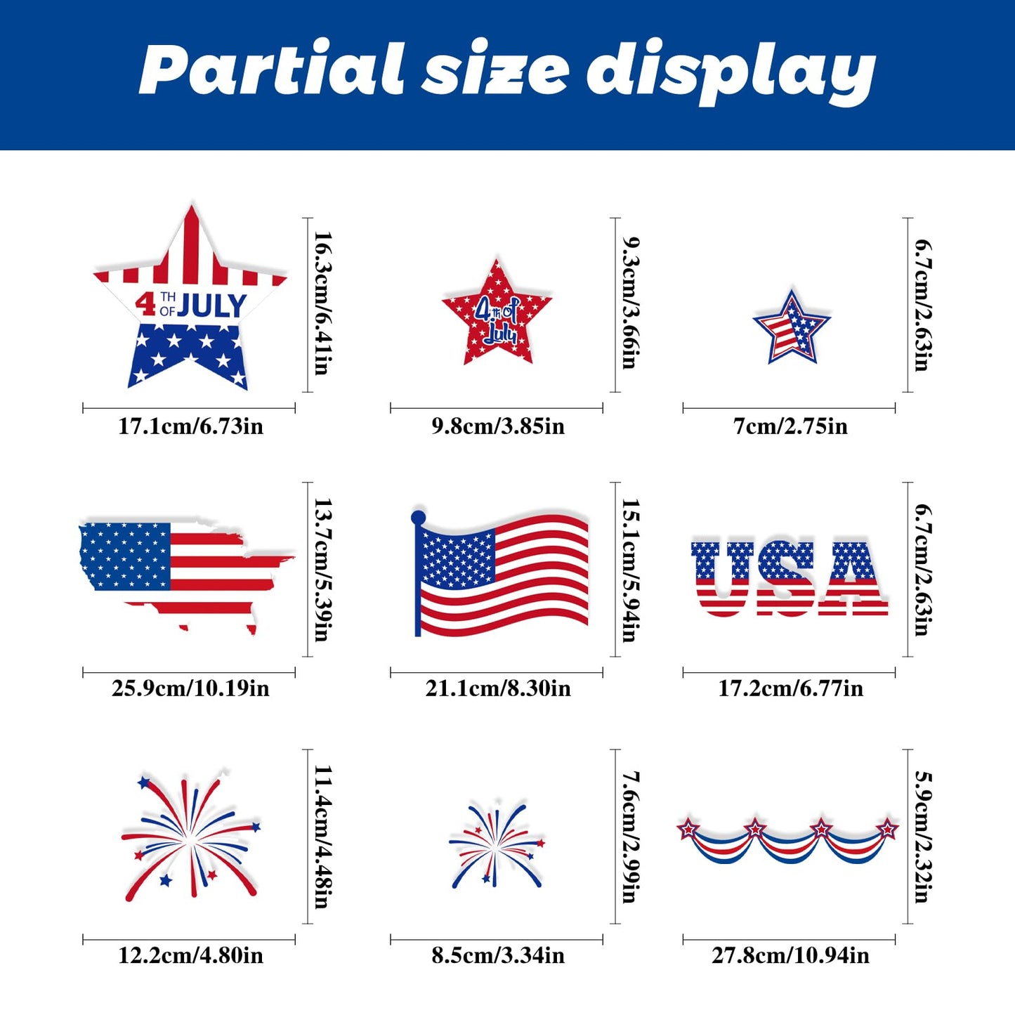 4th of July Window Clings Decorations,111 PCS Reusable Static Summer Patriotic American Flag Stickers for Glass Windows Independence Day,Memorial Day,Veteran's Day,USA Holiday Red White Blue Decor