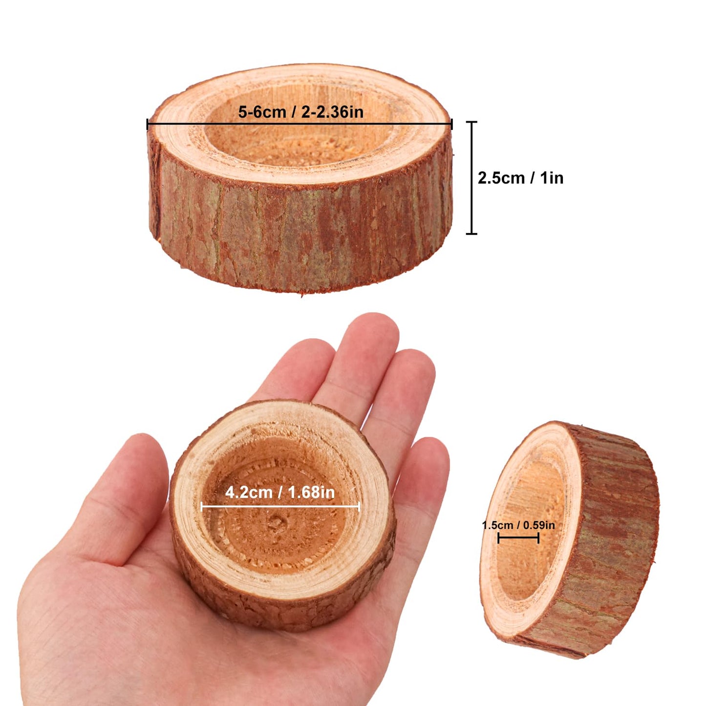 kukmakri 50 Pack Wooden Tealight Candle Holders – Exquisite 2-2.36 Inch Wood Votive Tealight Holder for Wedding, Event, and Home Decoration