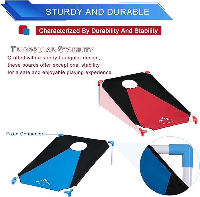 Himal Portable PVC Framed Cornhole Game Set with 8 Bean Bags and Carrying Bag (Blue-Red,3 x 2-feet)